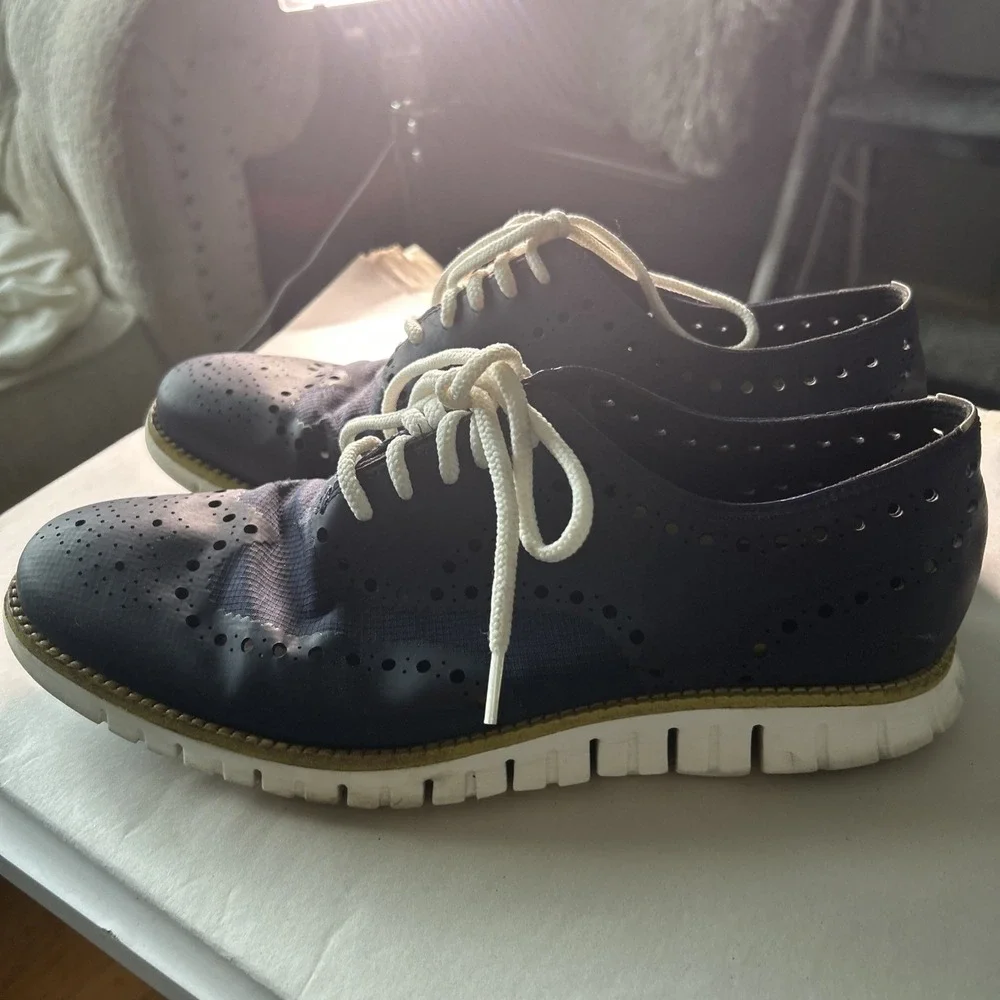 Cole Haan ZeroGrand Wingtip Oxfords Mens 9M Navy Blue C14318 Dress Sneakers